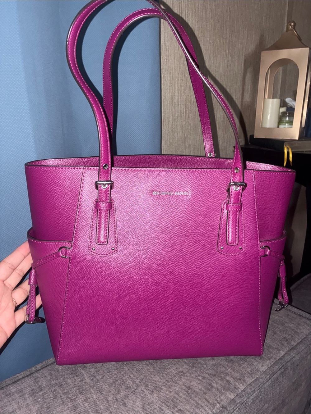 Michael Kors Saffiano Tote in Magenta